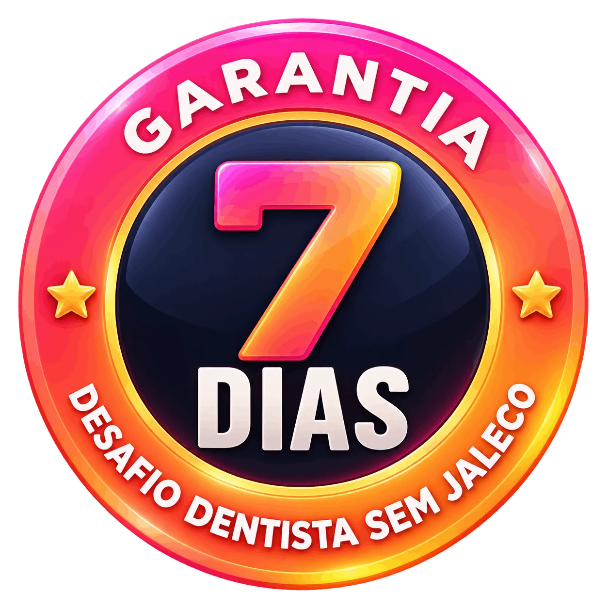 Selo de garantia de 7 dias do Desafio Dentista Sem Jaleco